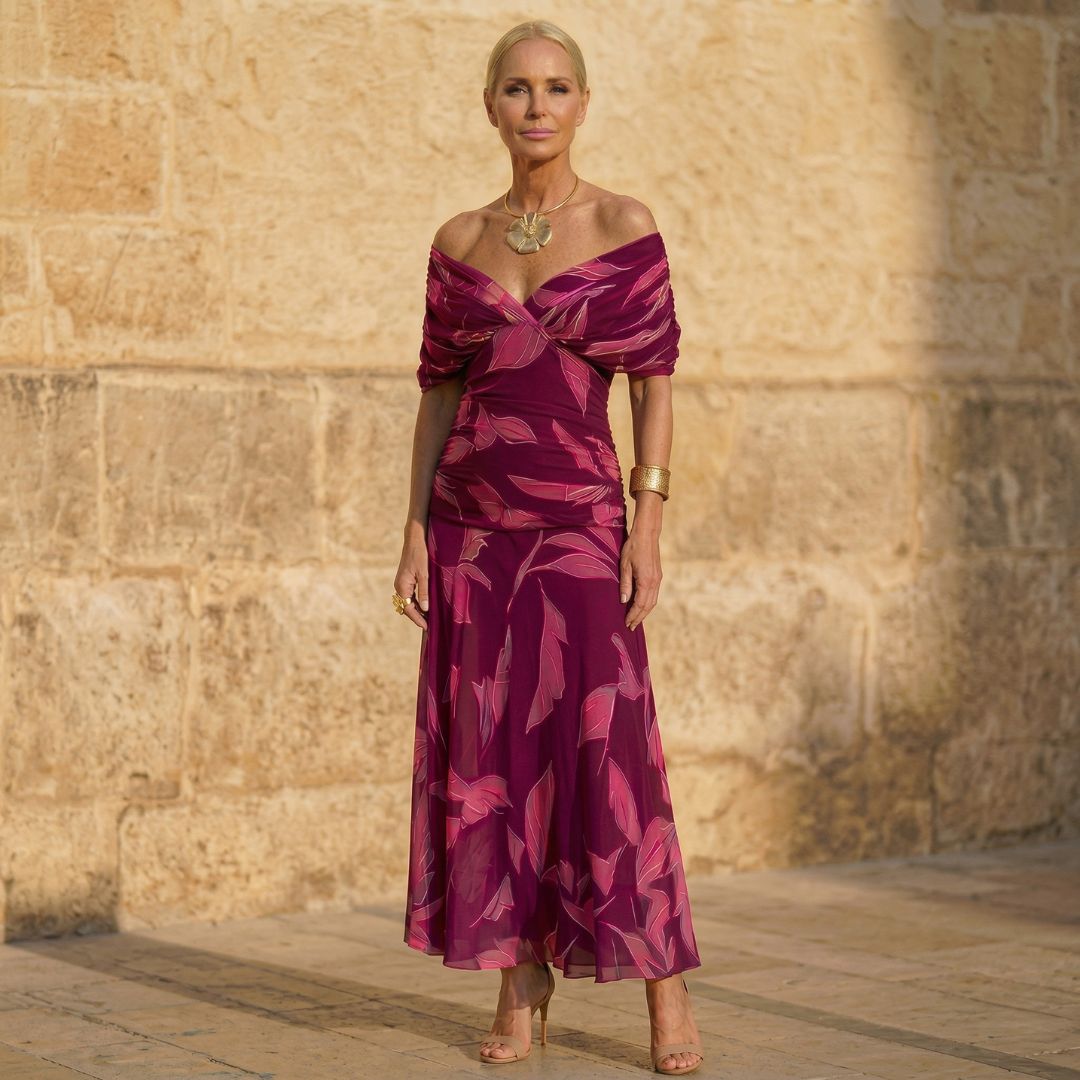 Eulalie | Abito elegante con motivo vegetale
