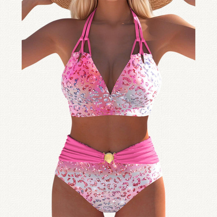 Sirena | Bikini Halter con Stampa Leopardo Degradé