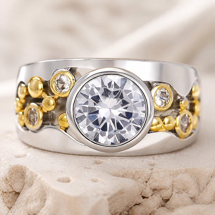 Anello in Zirconia Doppio Colore Oro