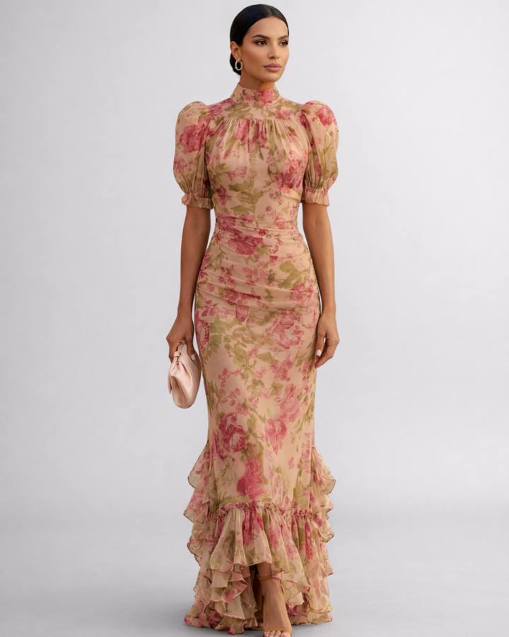 Rosario™ | Abito Lungo Fiorabella in Chiffon