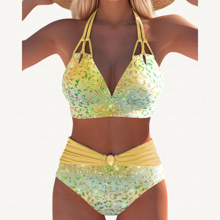 Sirena | Bikini Halter con Stampa Leopardo Degradé