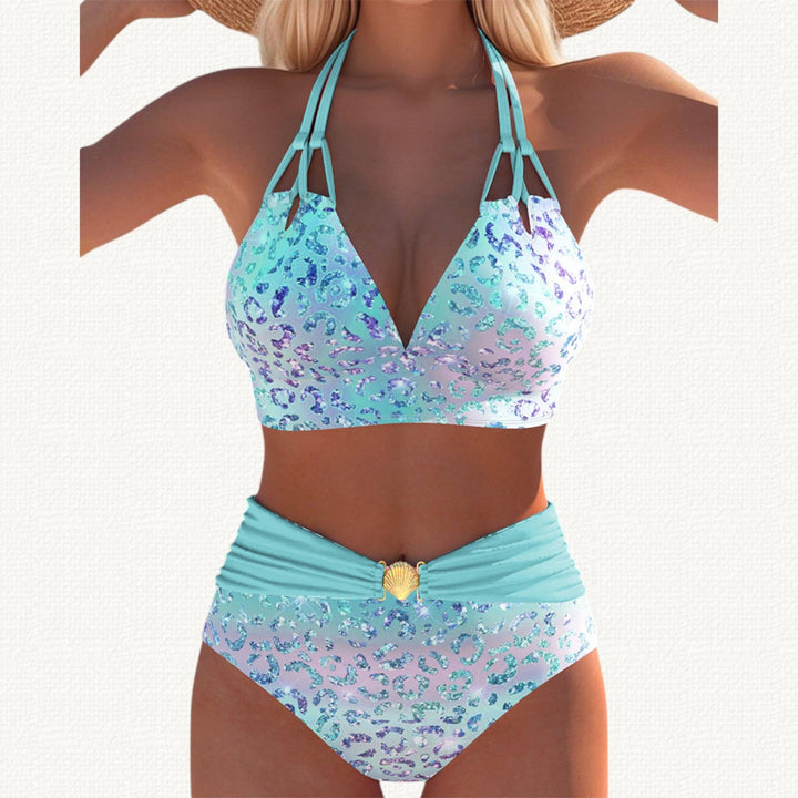 Sirena | Bikini Halter con Stampa Leopardo Degradé