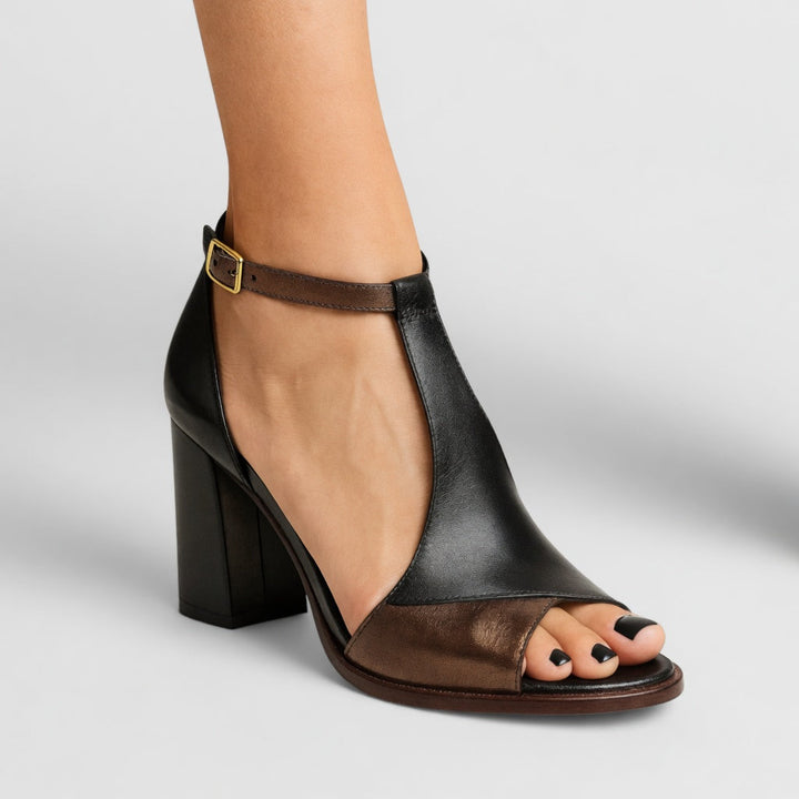 Elwira™ — Sandalo con tacco a blocco bicolore eleganza urbana affermata