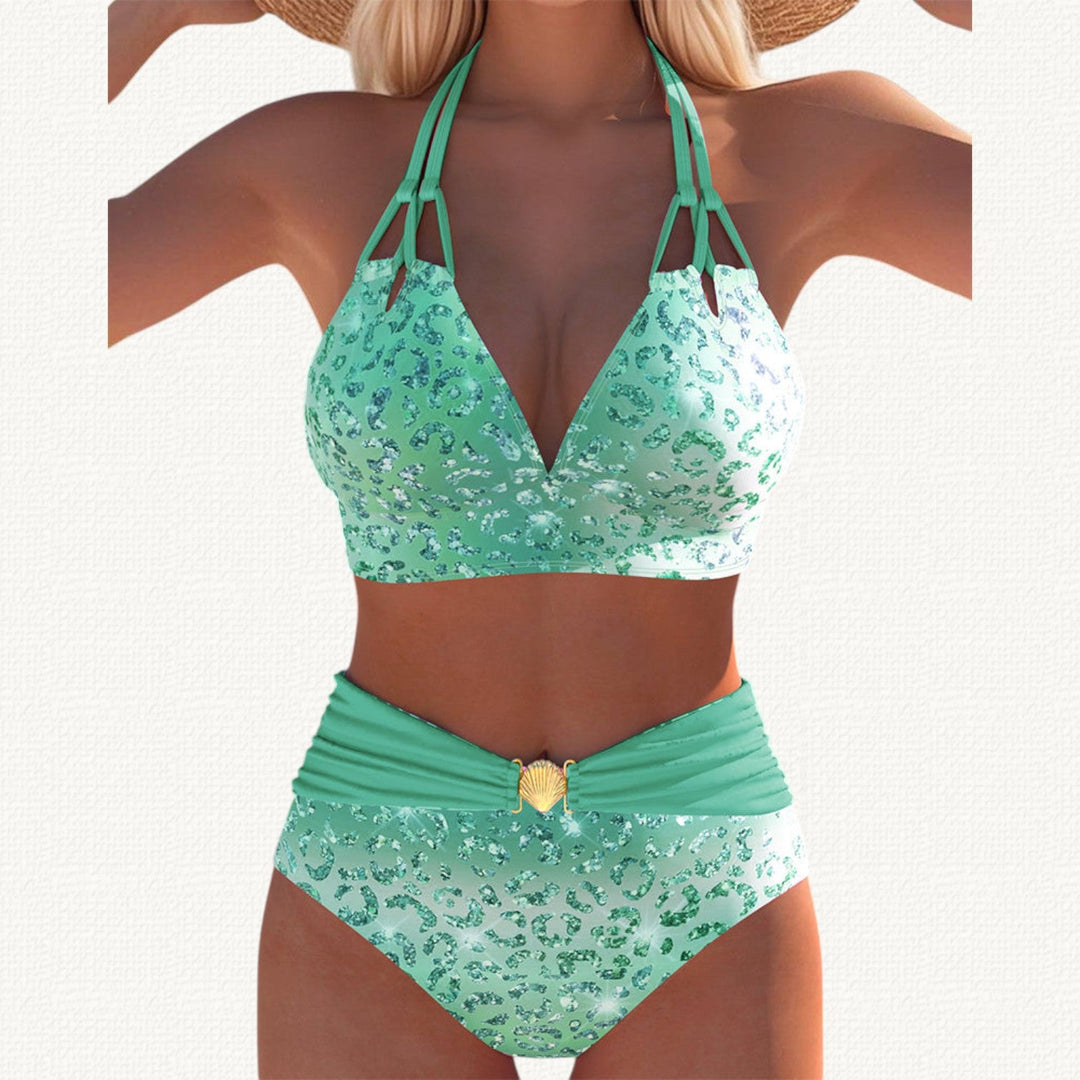 Sirena | Bikini Halter con Stampa Leopardo Degradé