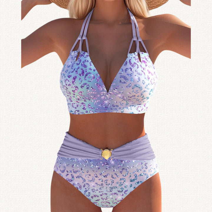 Sirena | Bikini Halter con Stampa Leopardo Degradé