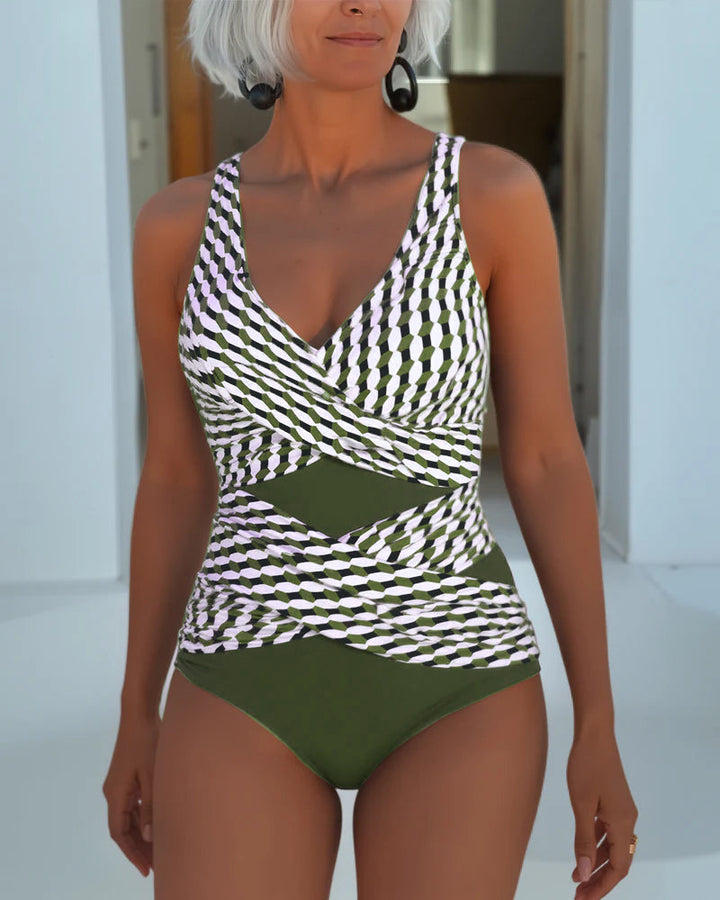 Cacao | Tankini Incrociato con Dettaglio Cut-Out