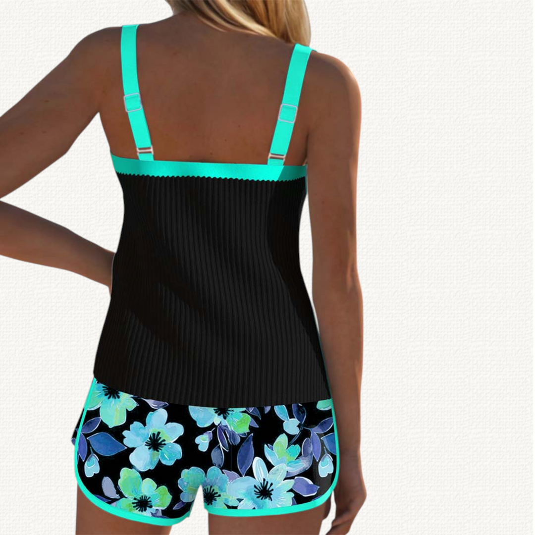 Marina | Tankini Arricciato con Volant e Pantaloni Corti
