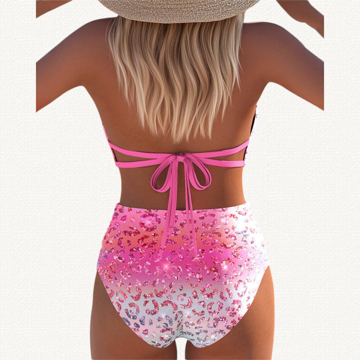 Sirena | Bikini Halter con Stampa Leopardo Degradé
