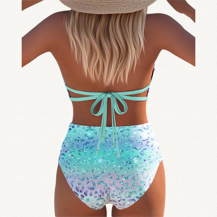 Sirena | Bikini Halter con Stampa Leopardo Degradé