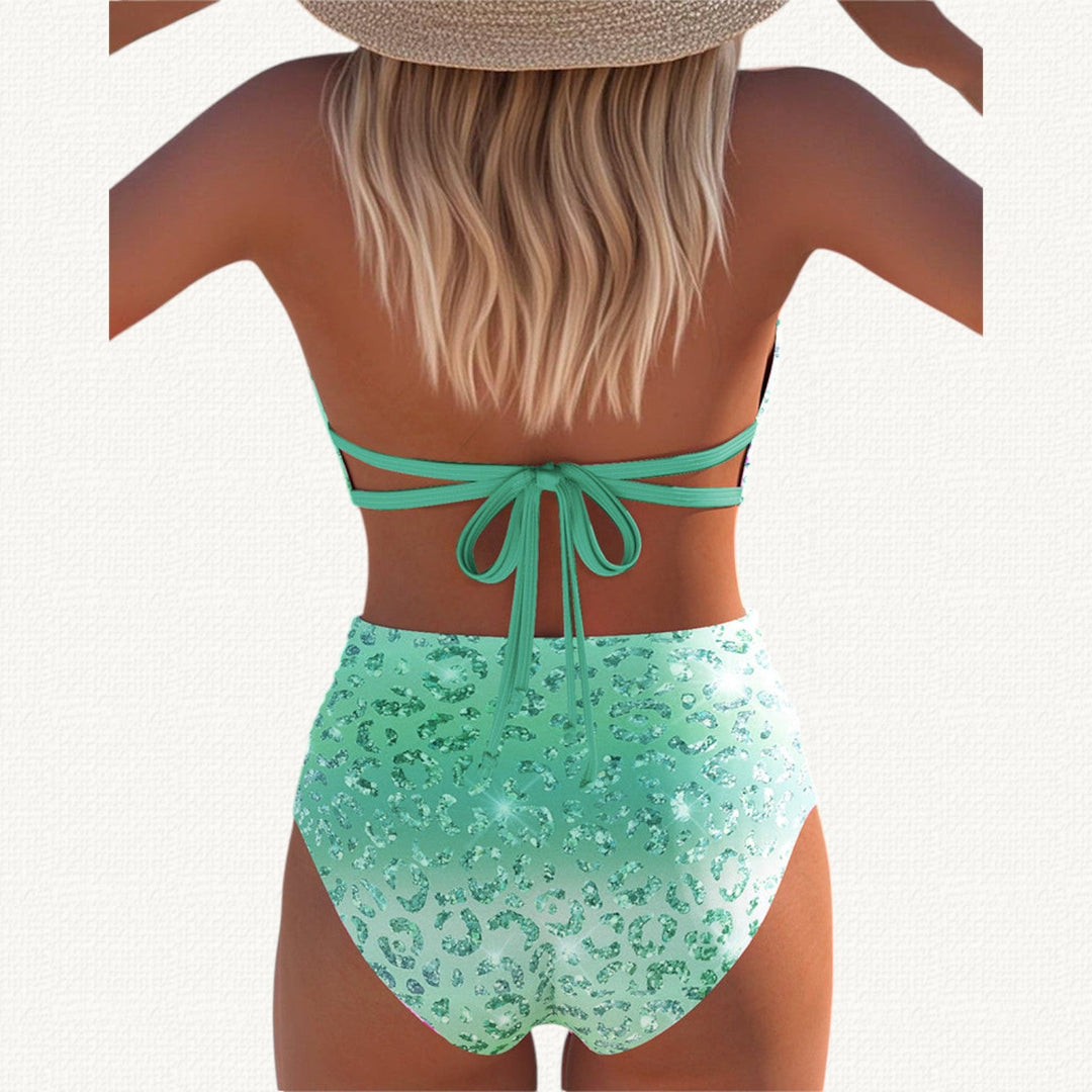 Sirena | Bikini Halter con Stampa Leopardo Degradé