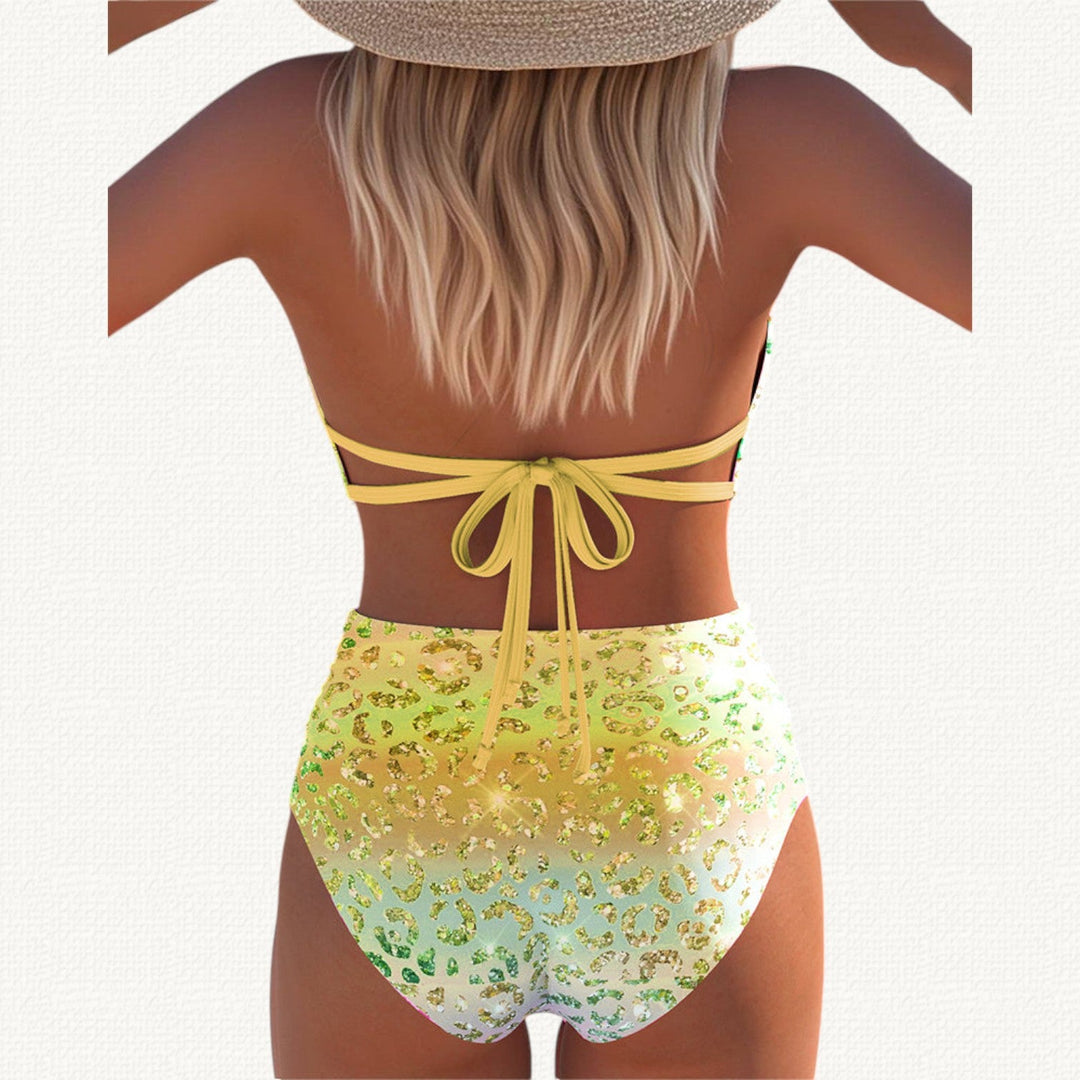 Sirena | Bikini Halter con Stampa Leopardo Degradé