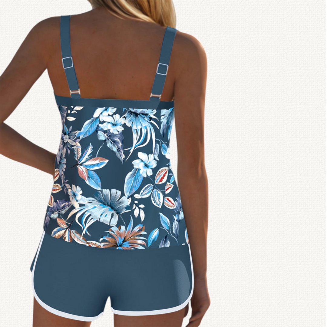 Flora | Tankini Floreale con Pantaloncini Semplici