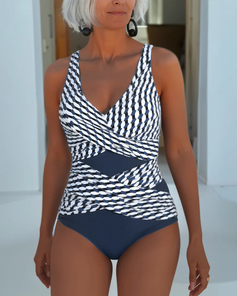 Cacao | Tankini Incrociato con Dettaglio Cut-Out