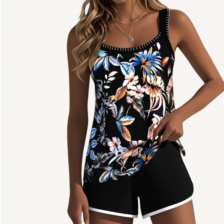 Flora | Tankini Floreale con Pantaloncini Semplici