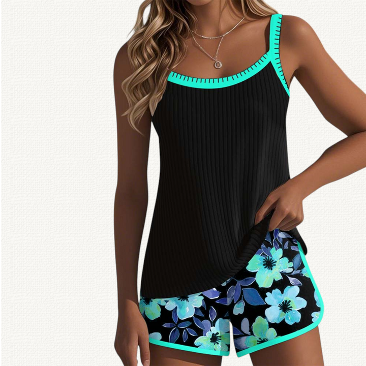 Marina | Tankini Arricciato con Volant e Pantaloni Corti