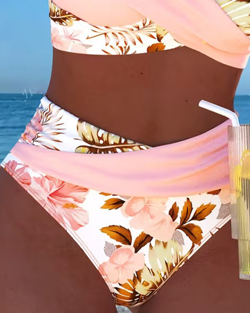 Hibisco | Bikini Incrociato Florale con Slip Alto
