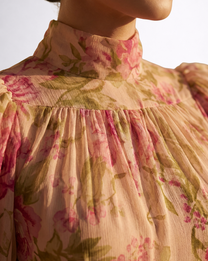 Rosario™ | Abito Lungo Fiorabella in Chiffon