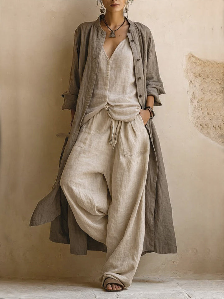 Letizia | Completo boho tre pezzi con cardigan lungo