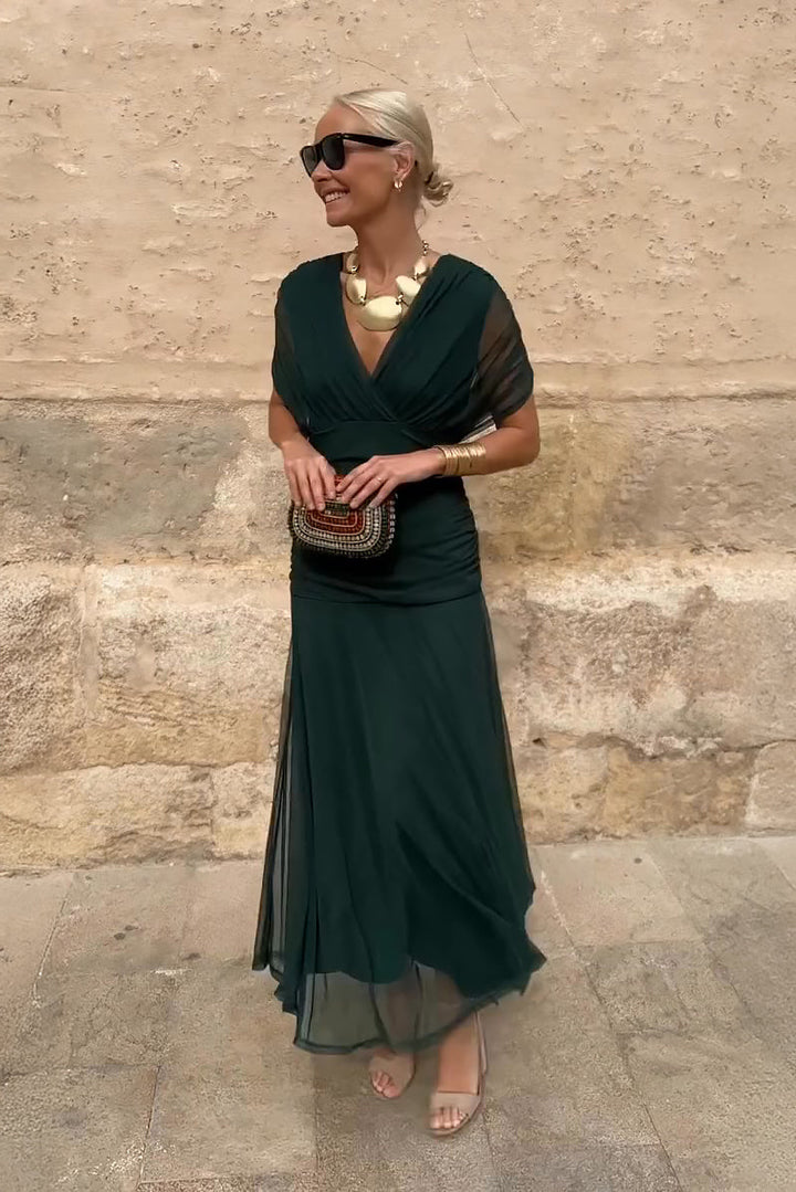 Luisa | Elegante vestito lungo da festa con scollo a V