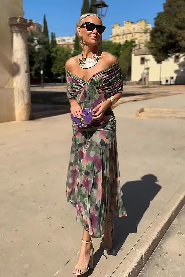 Luisa | Elegante vestito lungo da festa con scollo a V
