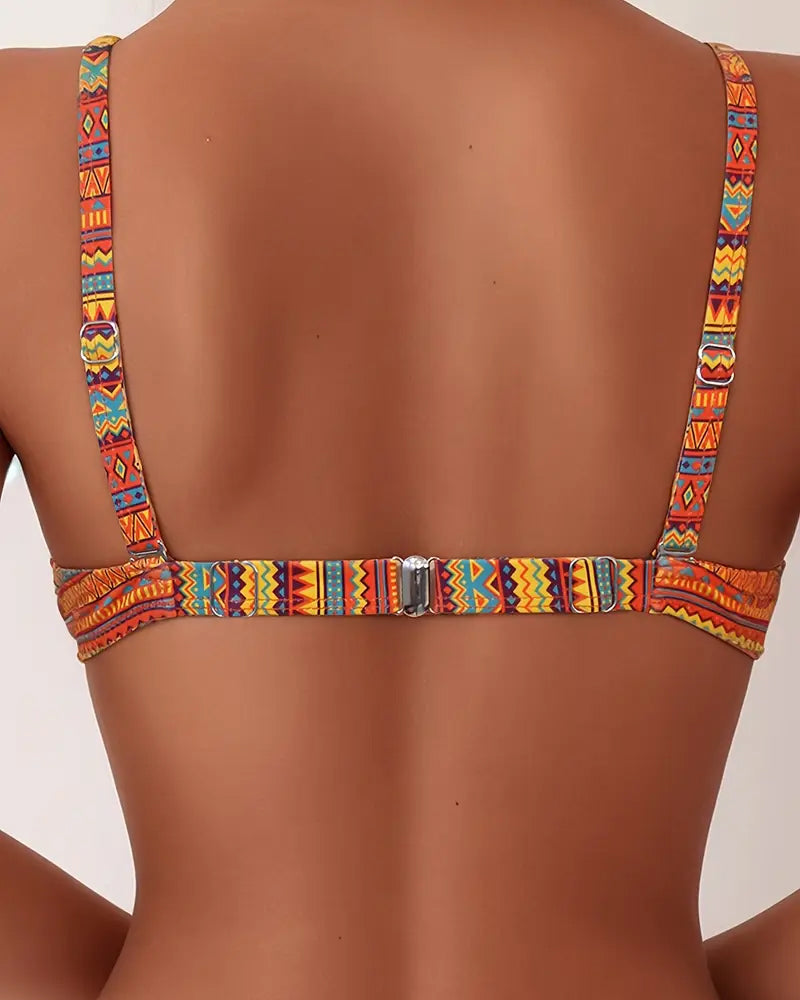 Zafra | Bikini Bandeau con Stampa Etnica Calda