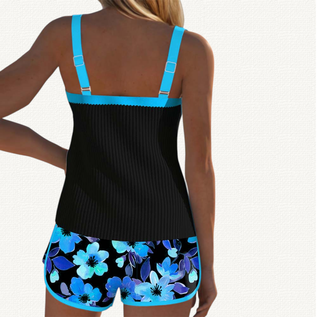 Marina | Tankini Arricciato con Volant e Pantaloni Corti