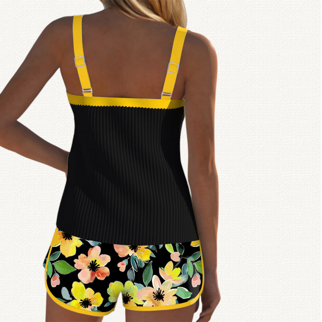 Marina | Tankini Arricciato con Volant e Pantaloni Corti