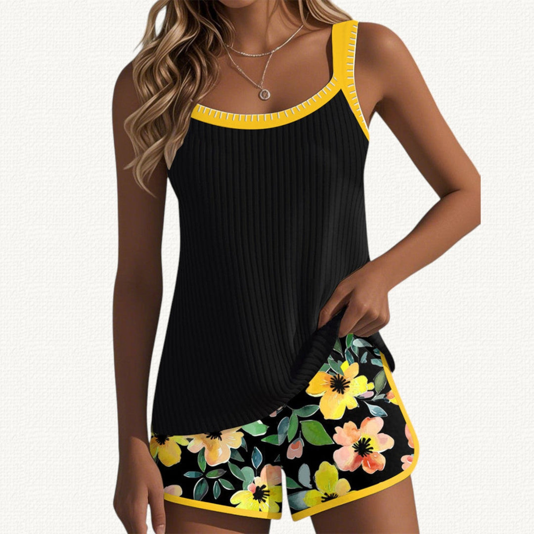 Marina | Tankini Arricciato con Volant e Pantaloni Corti