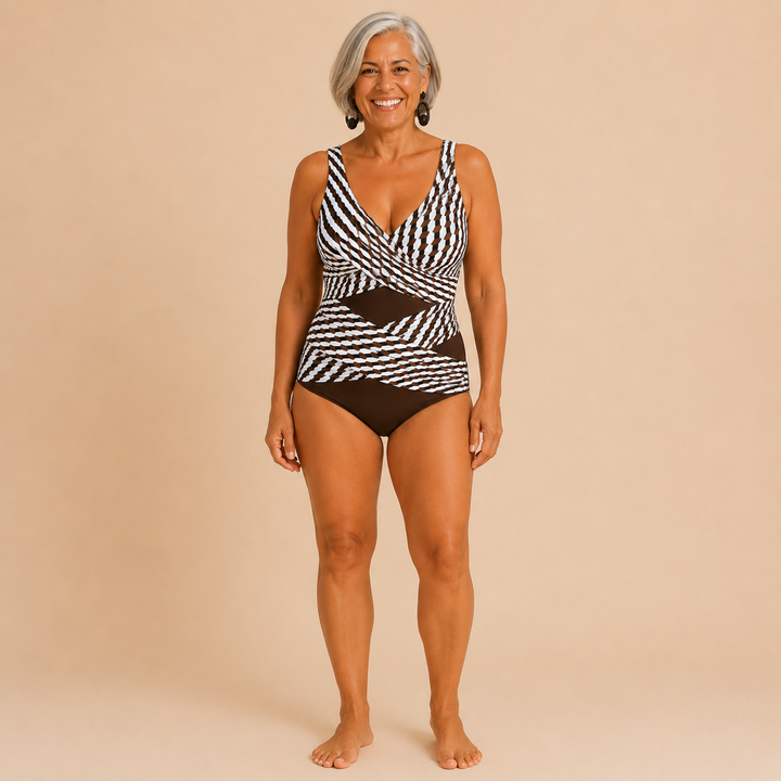 Cacao | Tankini Incrociato con Dettaglio Cut-Out