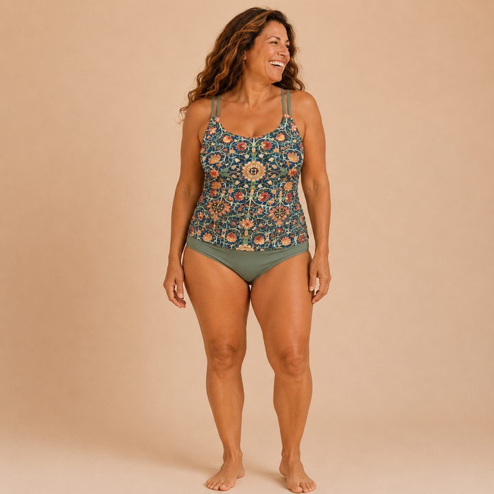 Alhambra | Tankini Stampato Mosaico con Slip Semplice