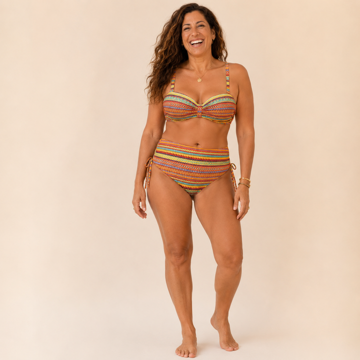 Zafra | Bikini Bandeau con Stampa Etnica Calda