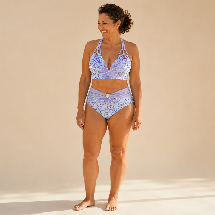 Sirena | Bikini Halter con Stampa Leopardo Degradé