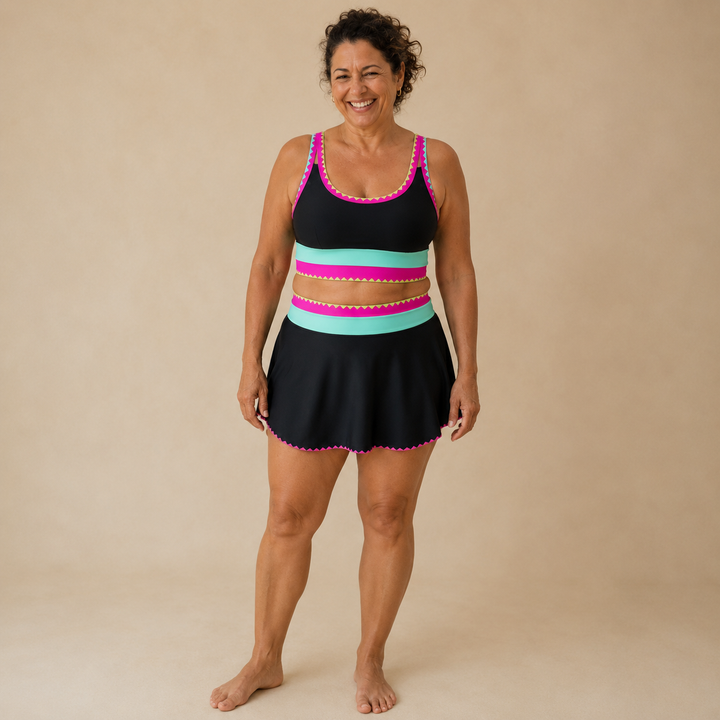 Rumba | Tankini a righe colorato con gonna
