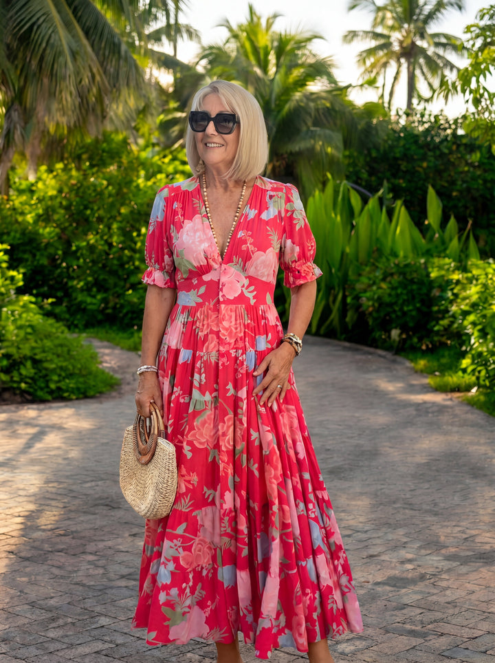 Miriam – Vestito floreale con scollatura a V
