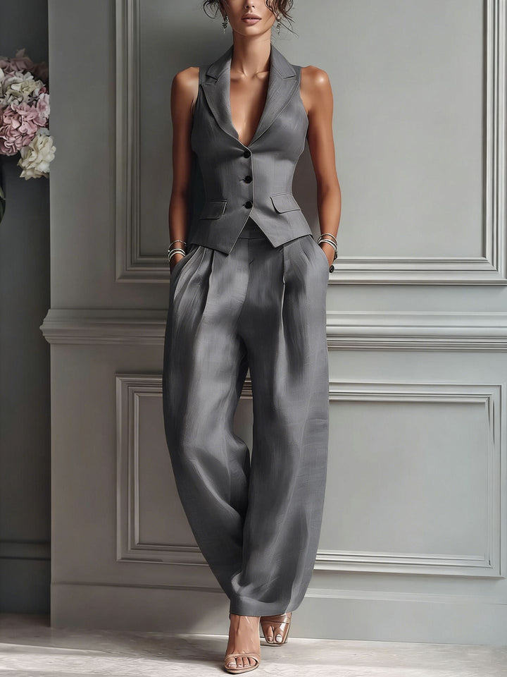 Selmira™ | Elegante Completo Due Pezzi con Scollo a V e Bottoni