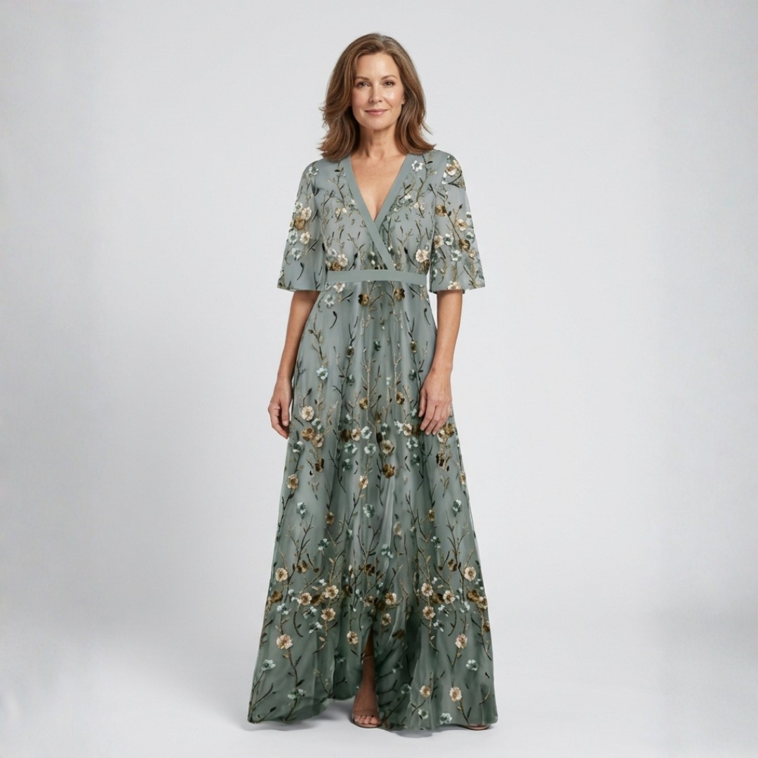 Melodi – Vestito lungo floreale con scollo a V