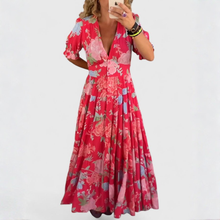 Miriam – Vestito floreale con scollatura a V