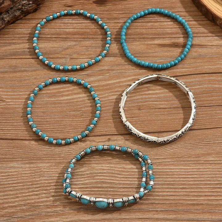 Set di bracciali boho con perle turchesi
