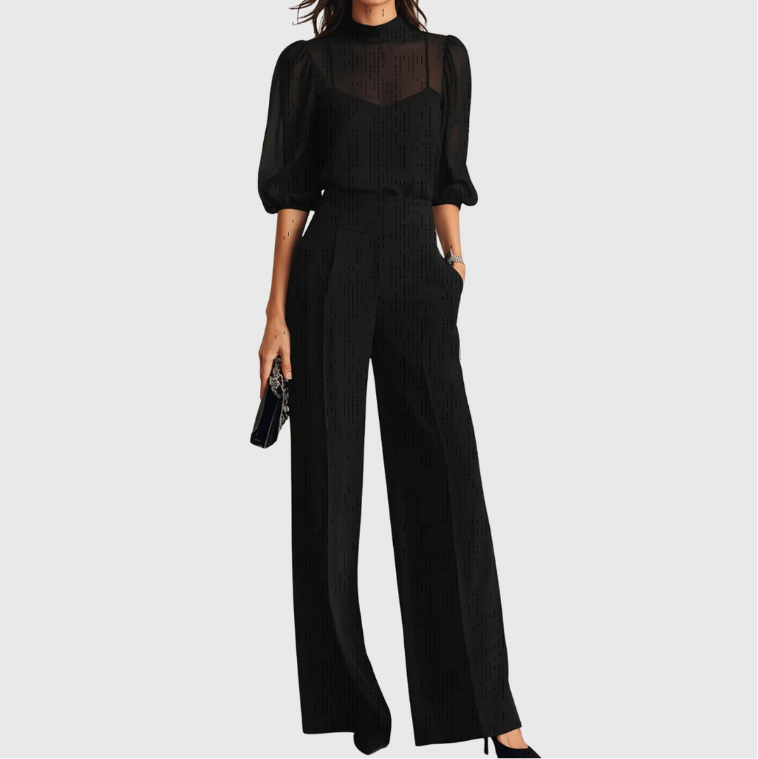 Elodie | Completo tre pezzi con top e pantaloni a gamba larga