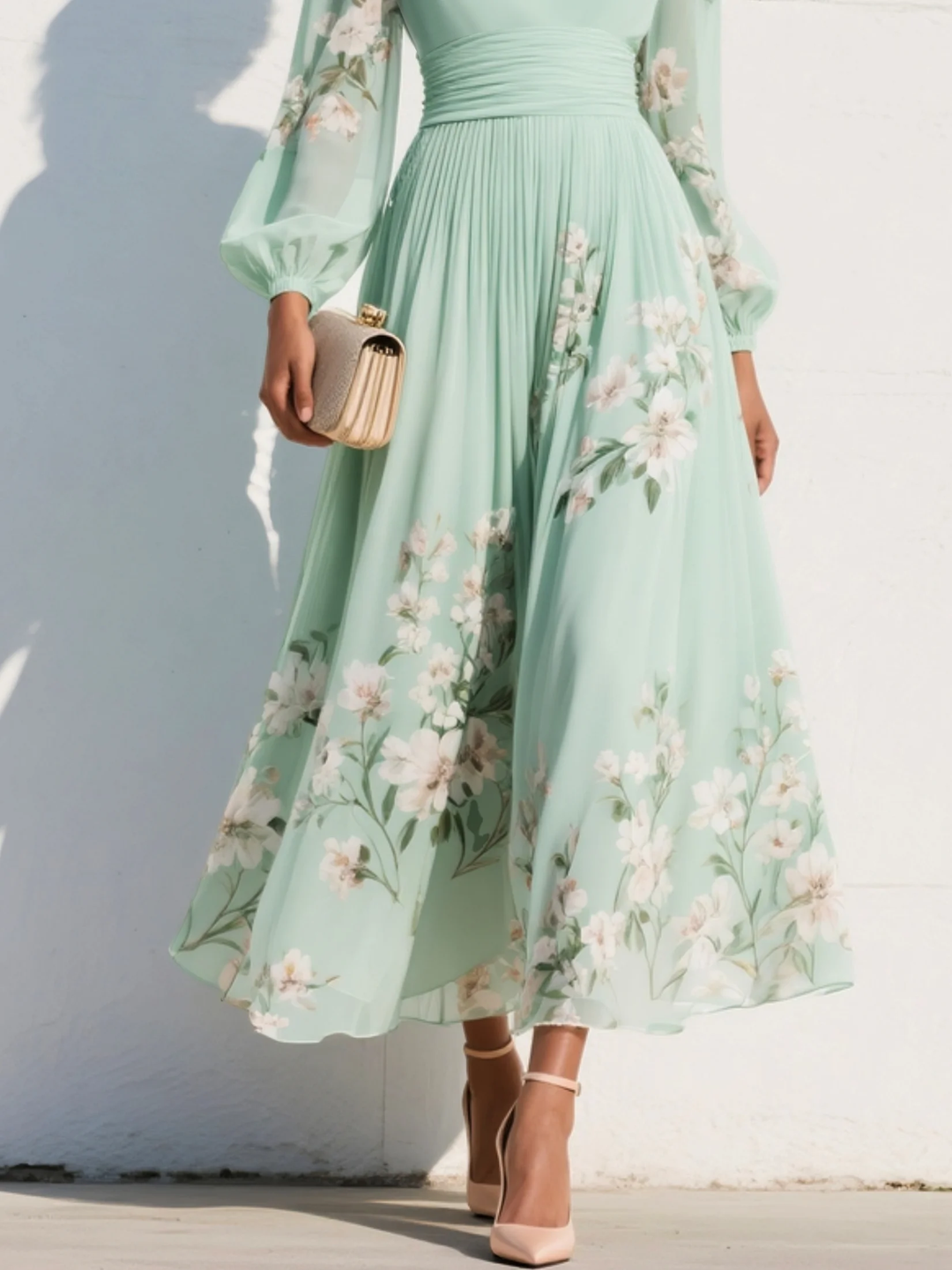 Cisella™ | Abito Midi Verde Fiorabella