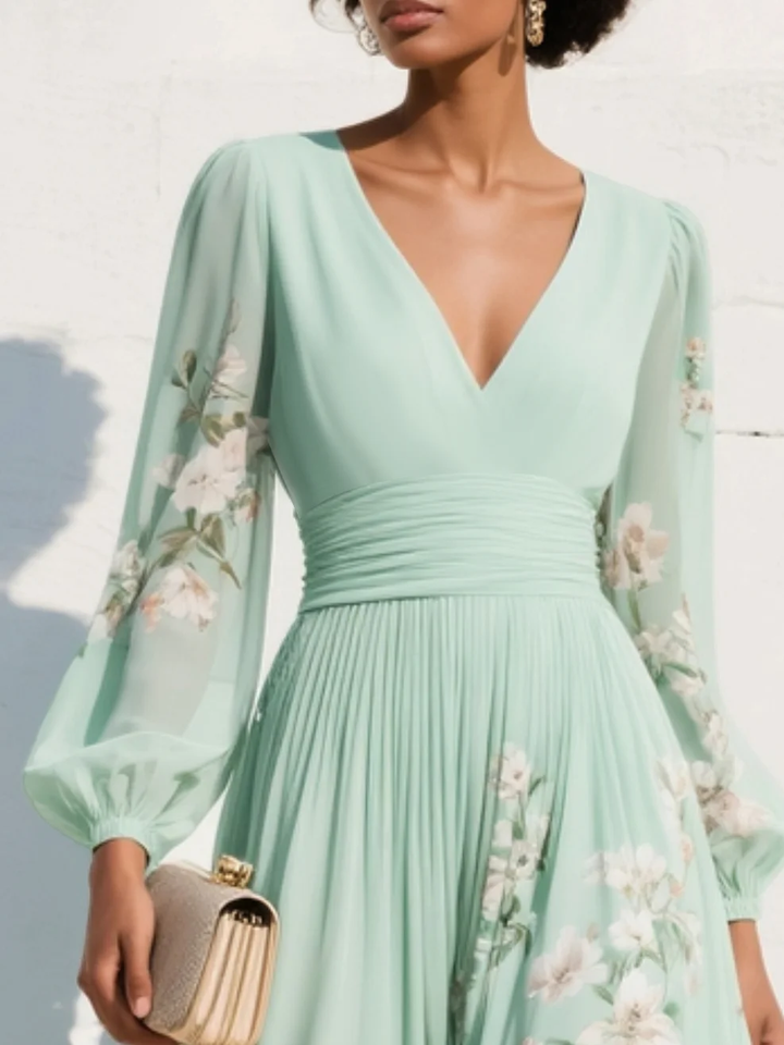 Cisella™ | Abito Midi Verde Fiorabella