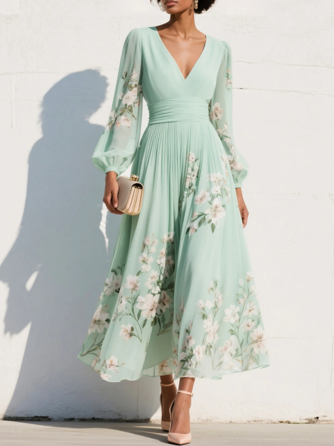 Cisella™ | Abito Midi Verde Fiorabella