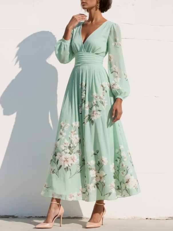 Cisella™ | Abito Midi Verde Fiorabella