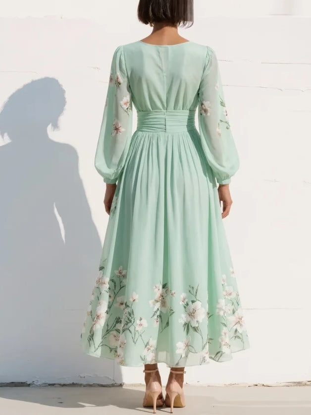 Cisella™ | Abito Midi Verde Fiorabella