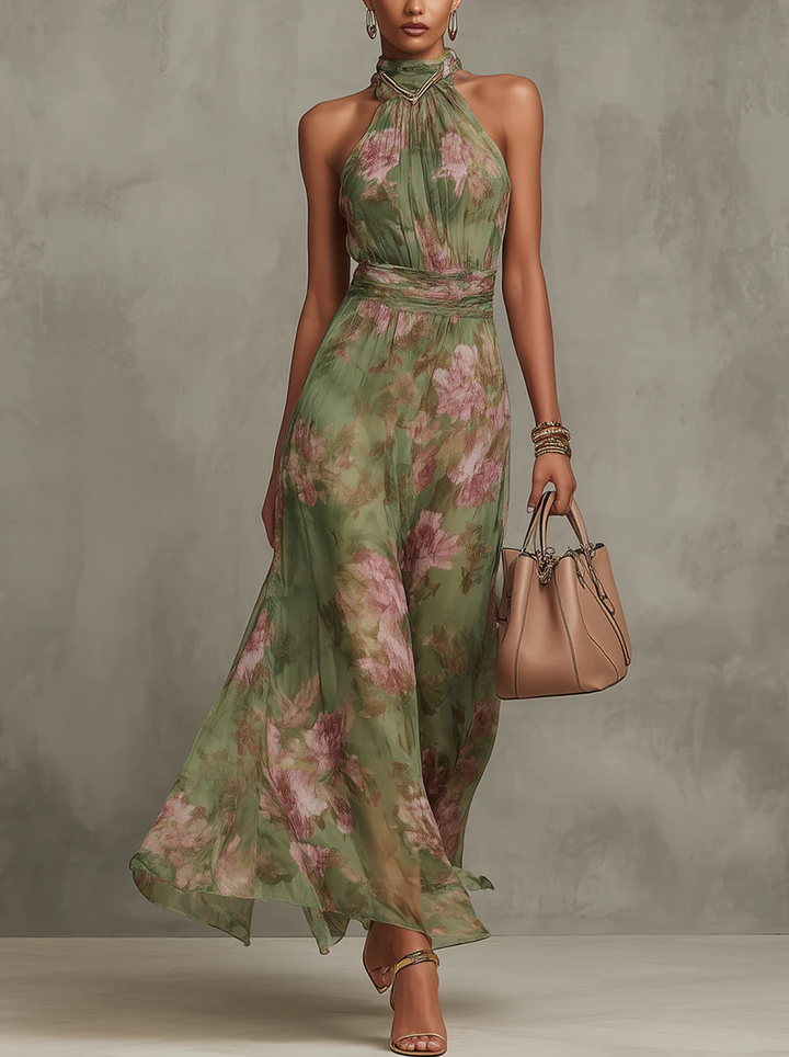Livia™ | Abito Maxi Halter Petaloria