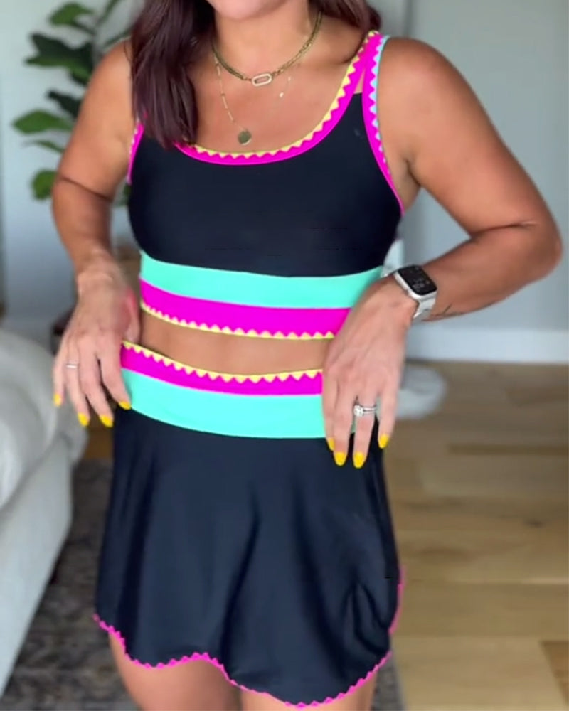 Rumba | Tankini a righe colorato con gonna