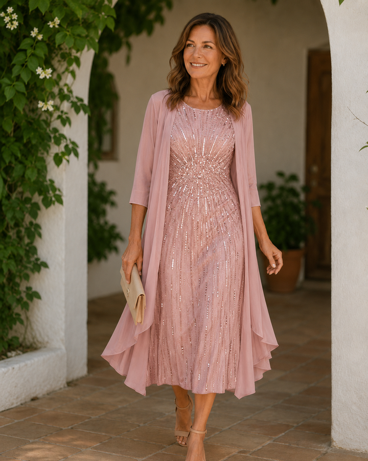 Celeste | Vestito Duster con Paillettes