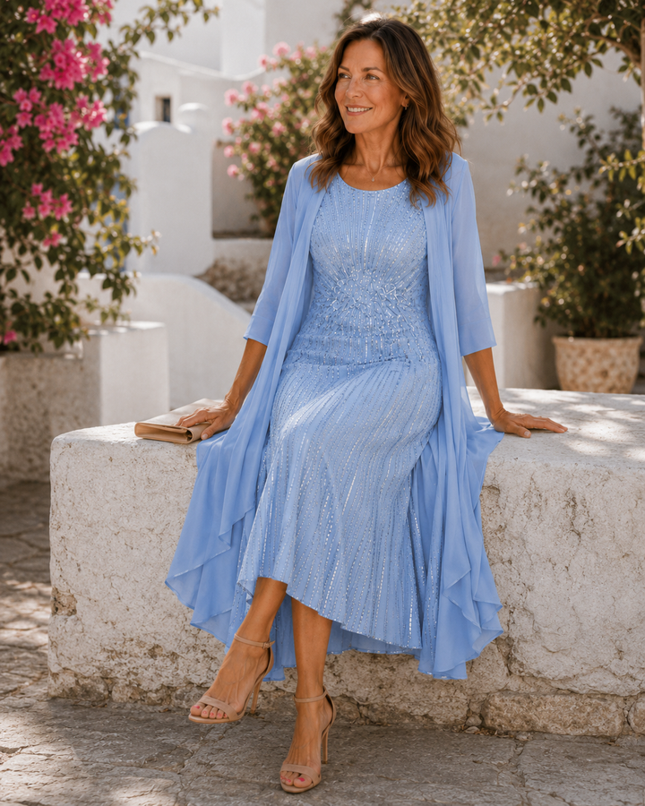 Celeste | Vestito Duster con Paillettes