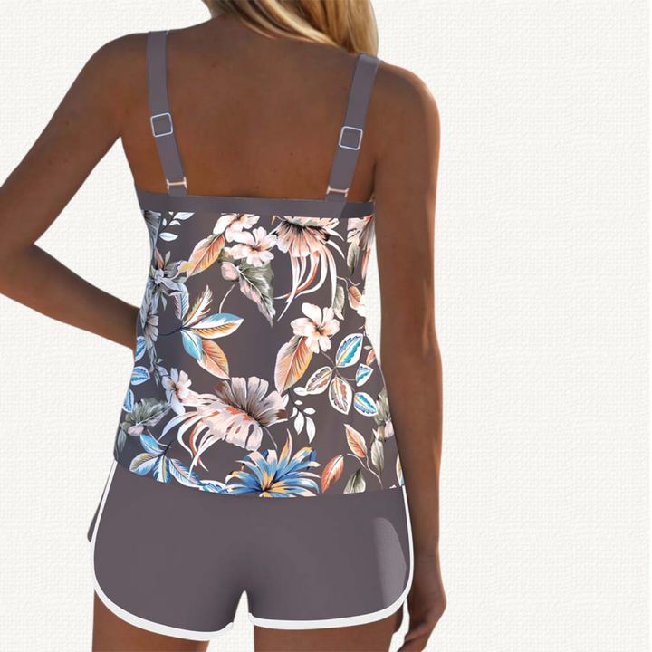 Flora | Tankini Floreale con Pantaloncini Semplici