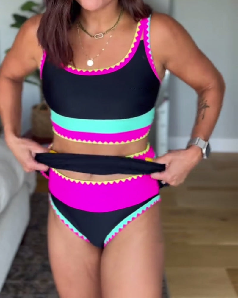 Rumba | Tankini a righe colorato con gonna